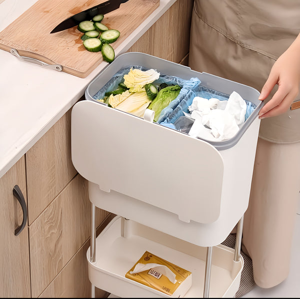 Rolling Trash Bin with Storage