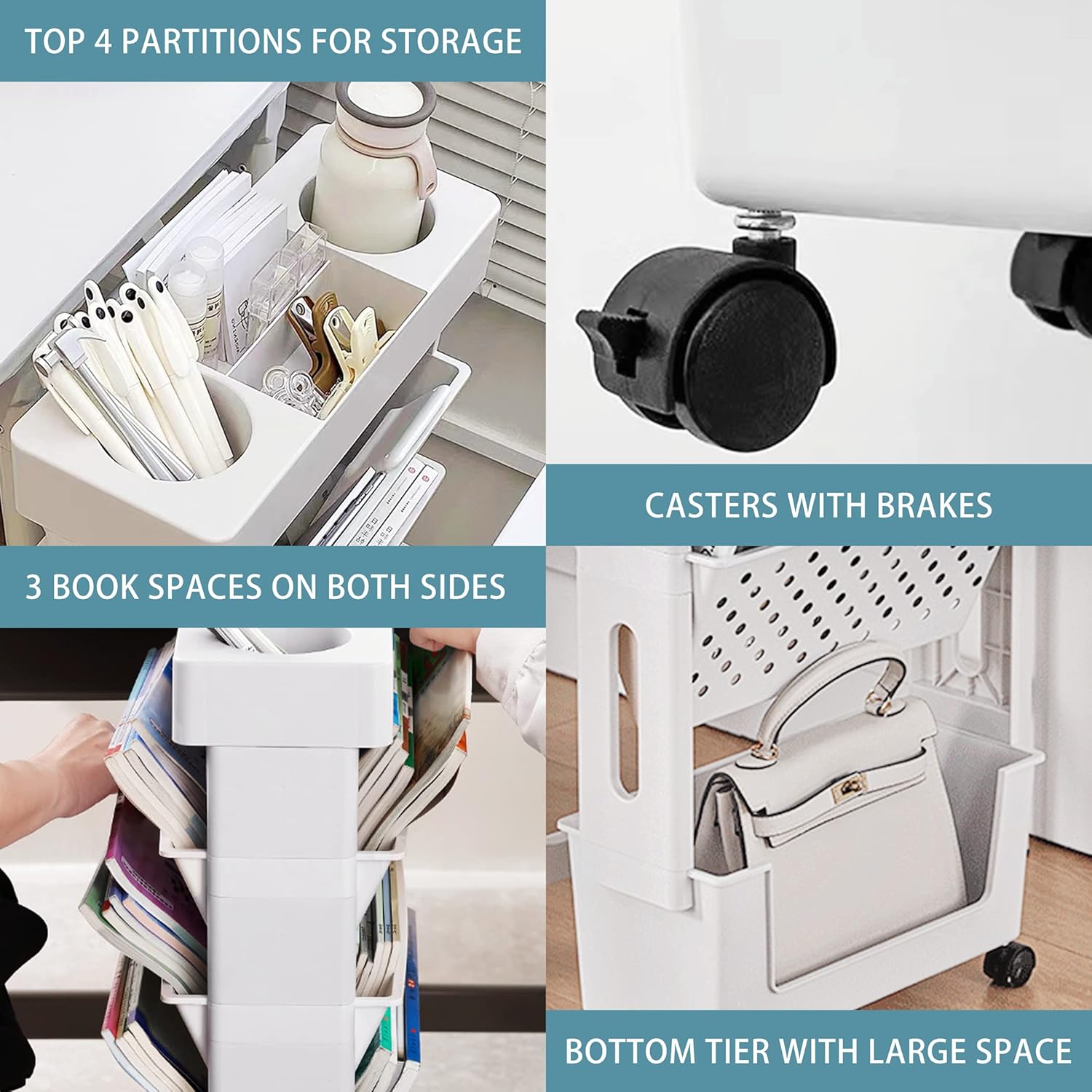Movable Bookshelf Cart
