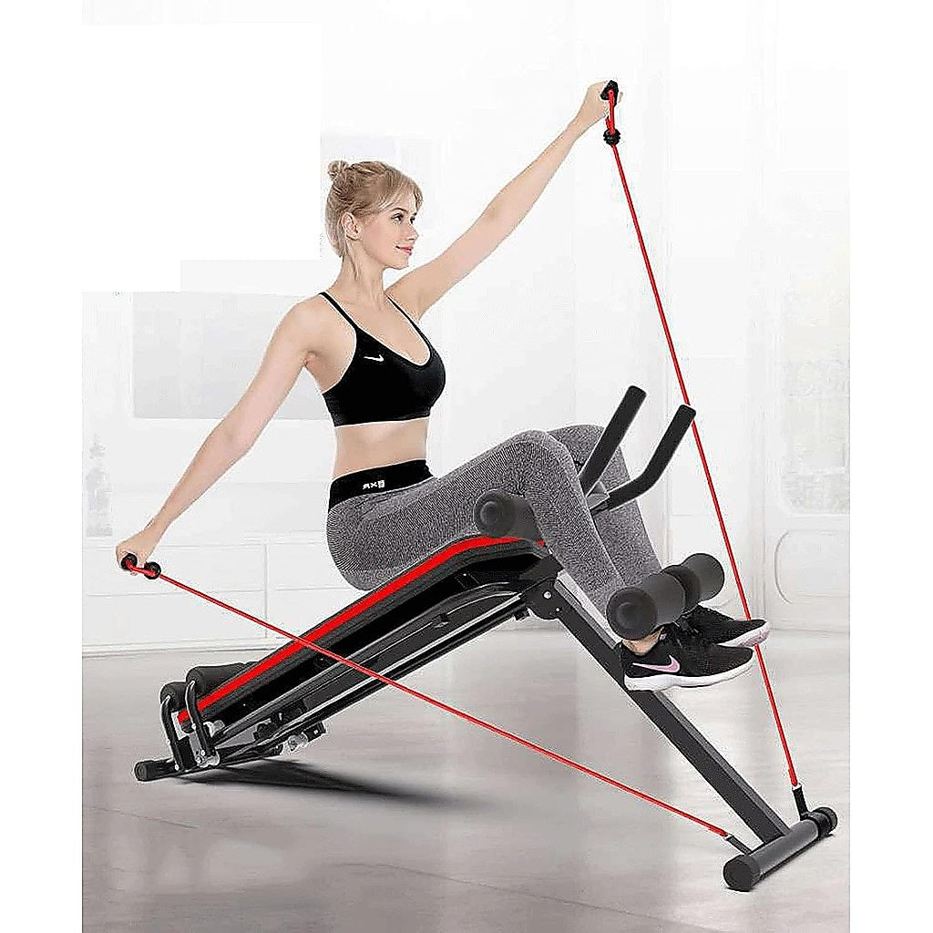 Adjustable Ab Crunch Bench with Resistance Bands