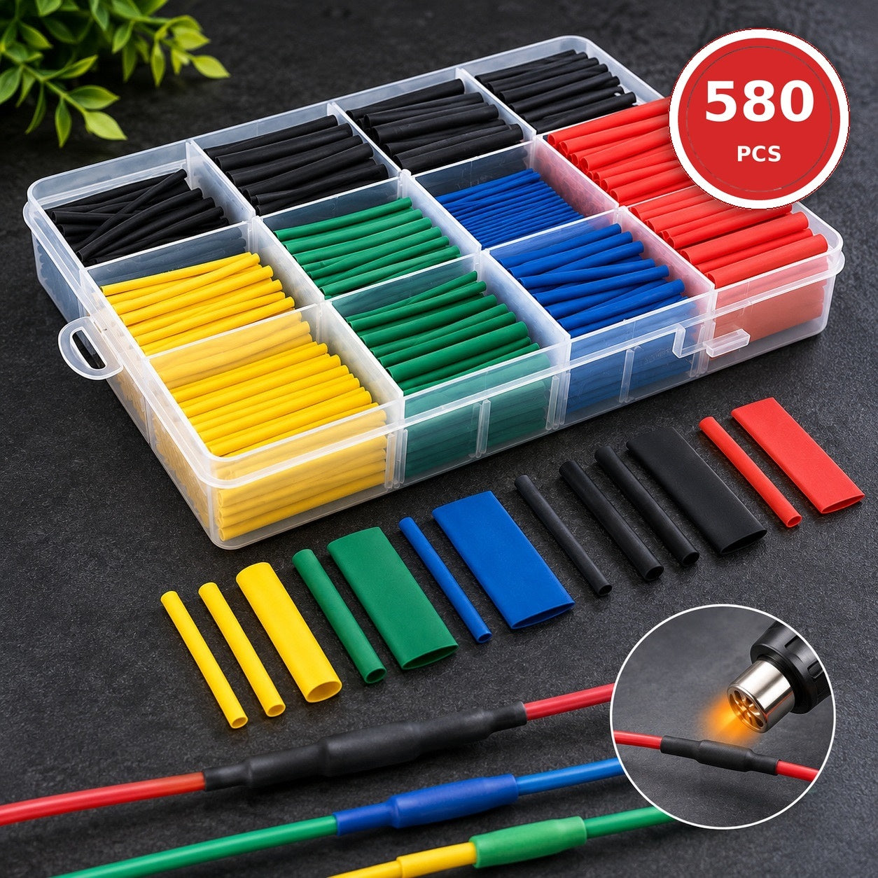 580pcs Heat Shrink Tubing Kit