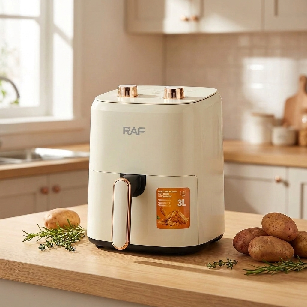 Compact 3L Air Fryer - kitchen counter view