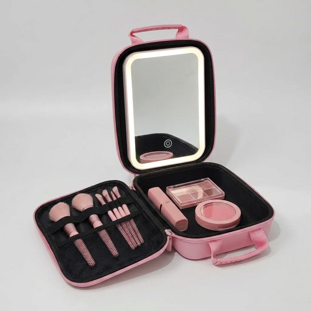 Makeup Organizer Case with LED Mirror