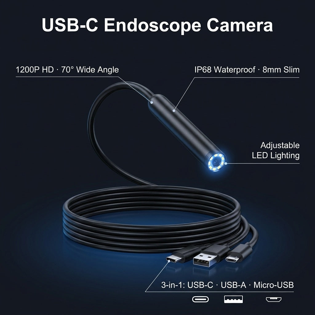 Endoscope Camera with Adjustable LED