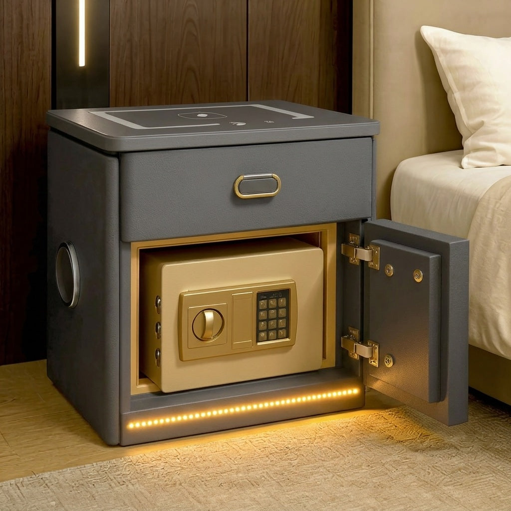 Smart Nightstand with Safe and Wireless Charging
