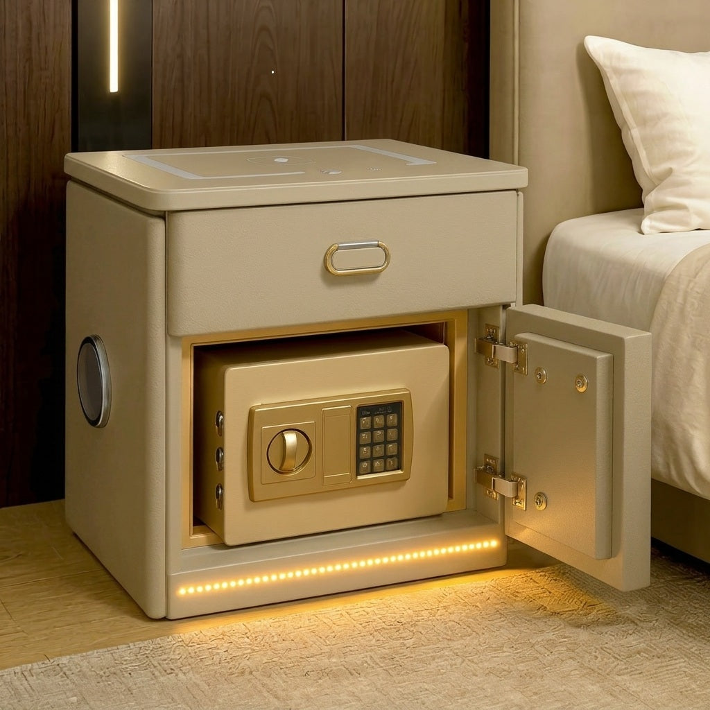 Smart Nightstand with Safe and Wireless Charging