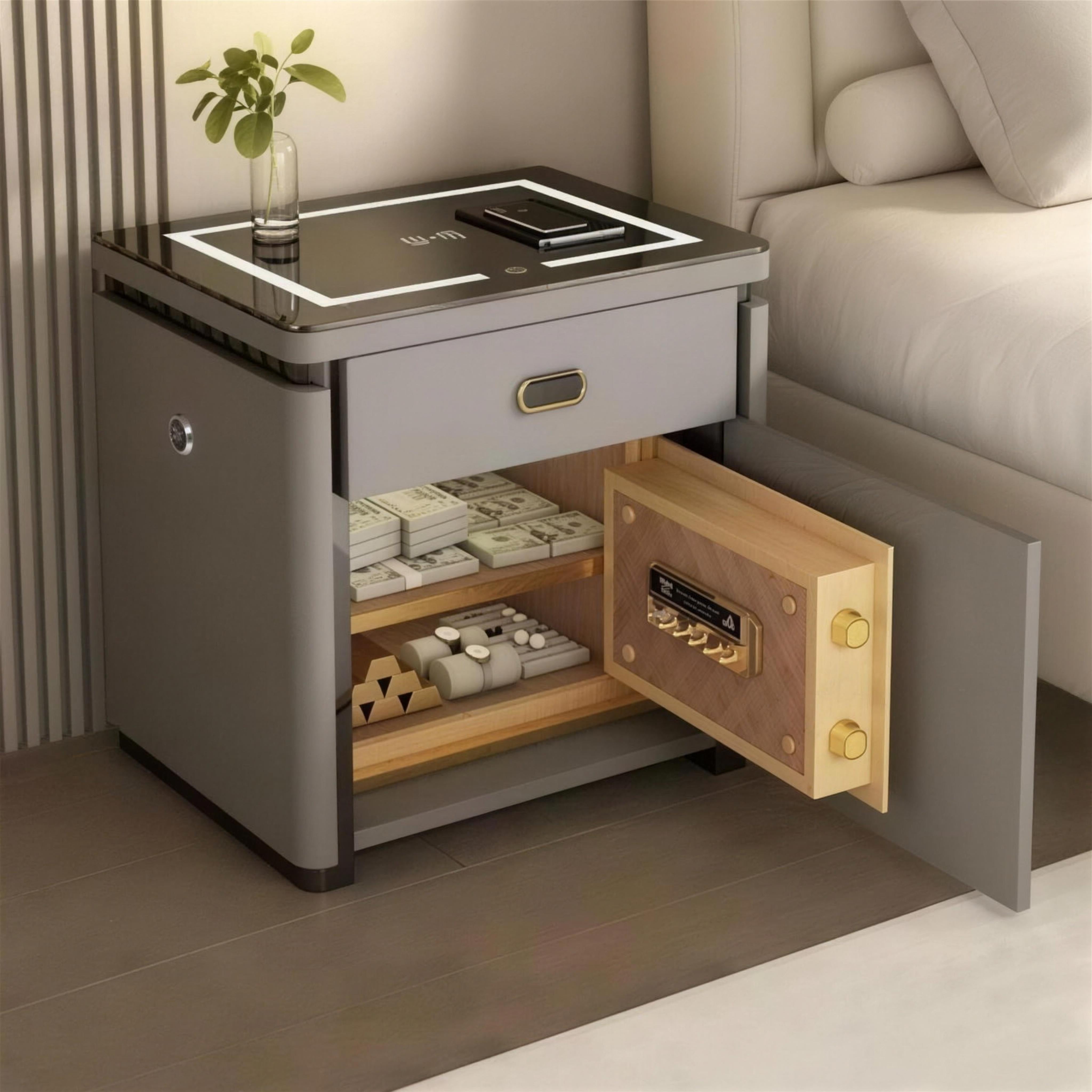 Smart Nightstand with Safe and Wireless Charging