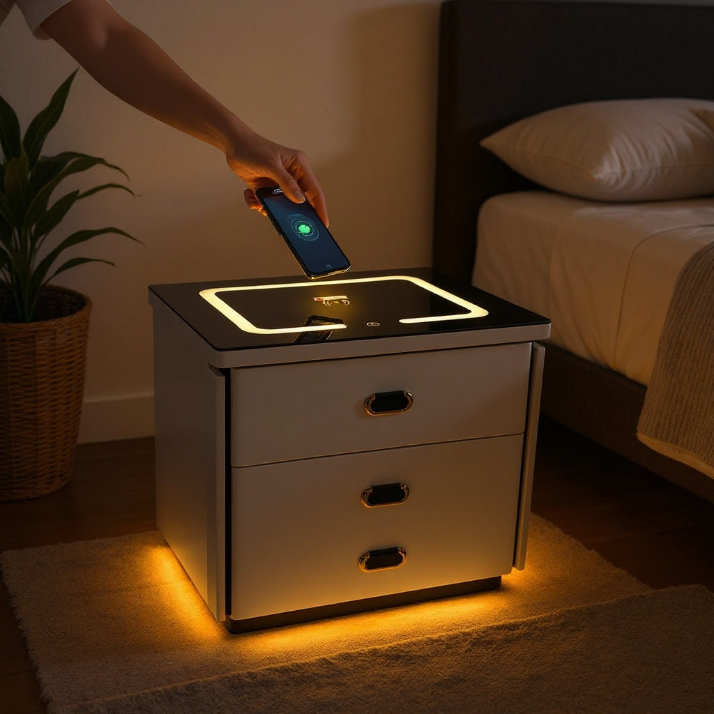 Smart Nightstand with Safe and Wireless Charging