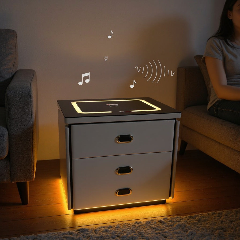 Smart Nightstand with Safe and Wireless Charging