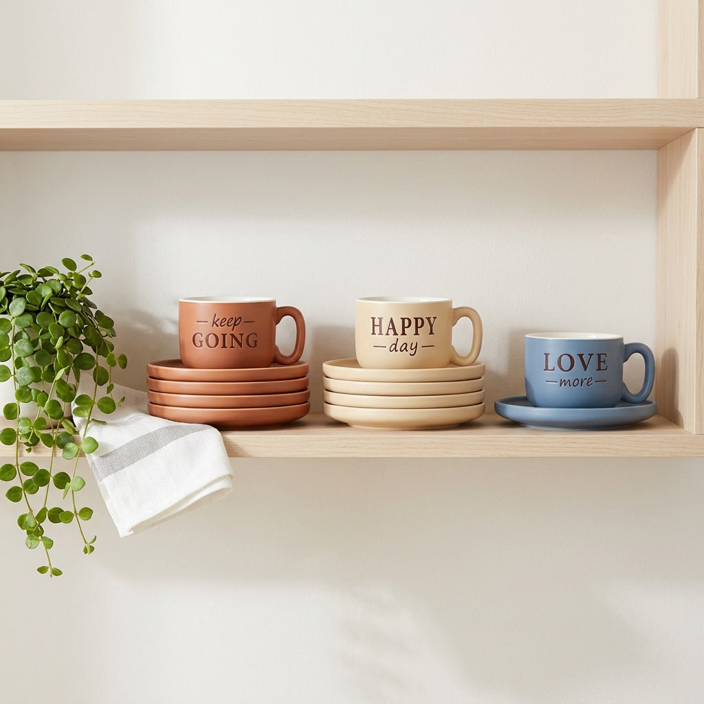 Motivational Ceramic Cup and Saucer Set