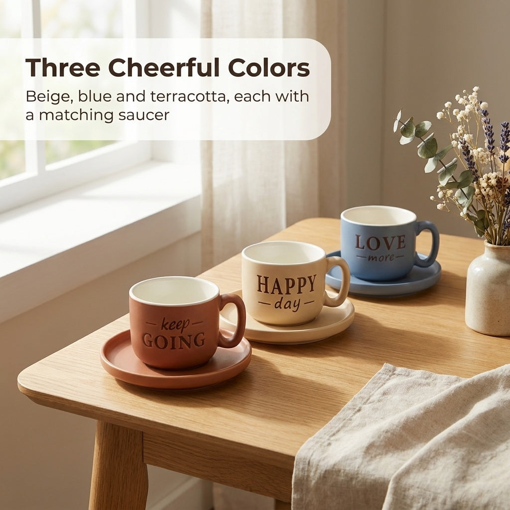 Motivational Ceramic Cup and Saucer Set