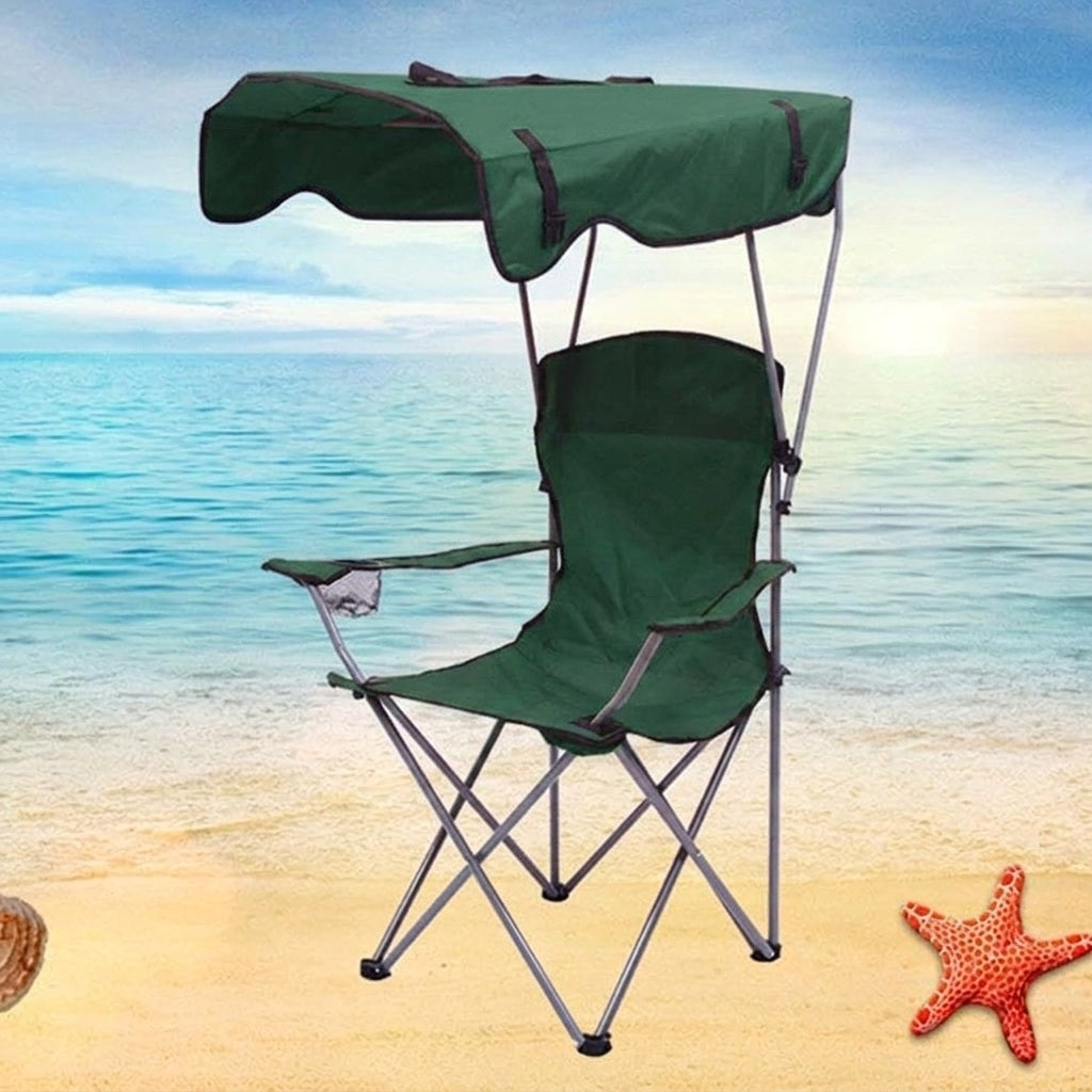 Folding Canopy Camp Chair with Cup Holder