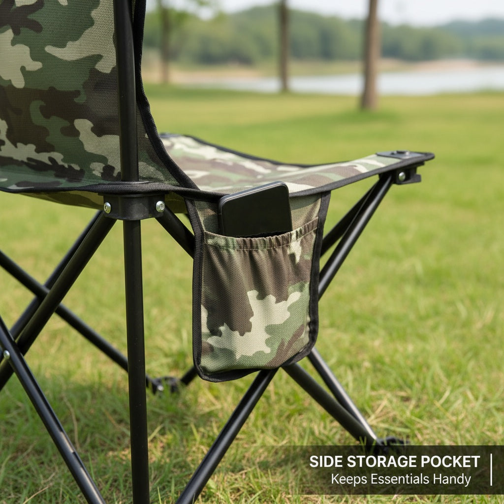 Camouflage Camp Chair with Side Pocket