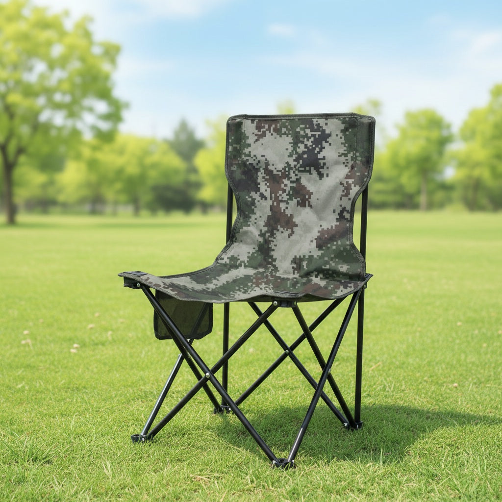 Camouflage Camp Chair with Side Pocket