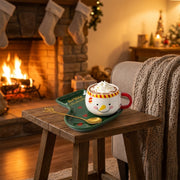 Snowman Cup with Saucer and Spoon