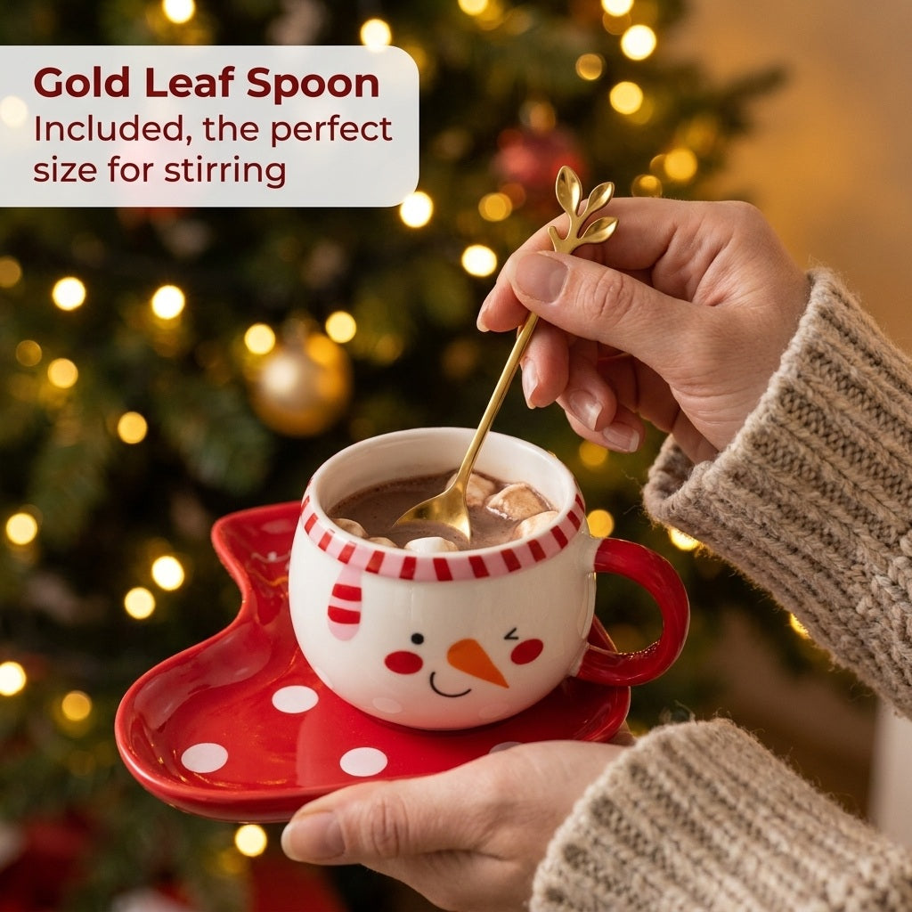 Snowman Cup with Saucer and Spoon