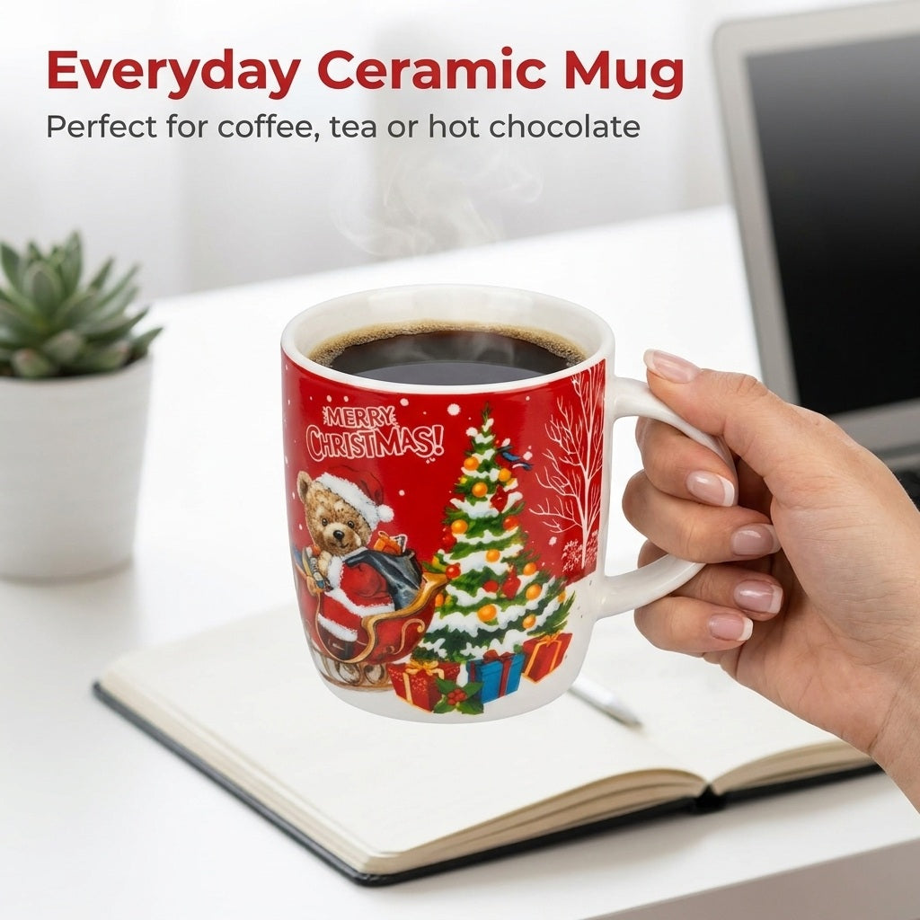 Teddy Bear Christmas Mug in Gift Bag