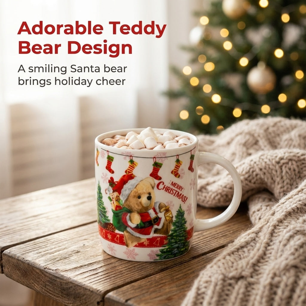 Teddy Bear Christmas Mug in Gift Bag