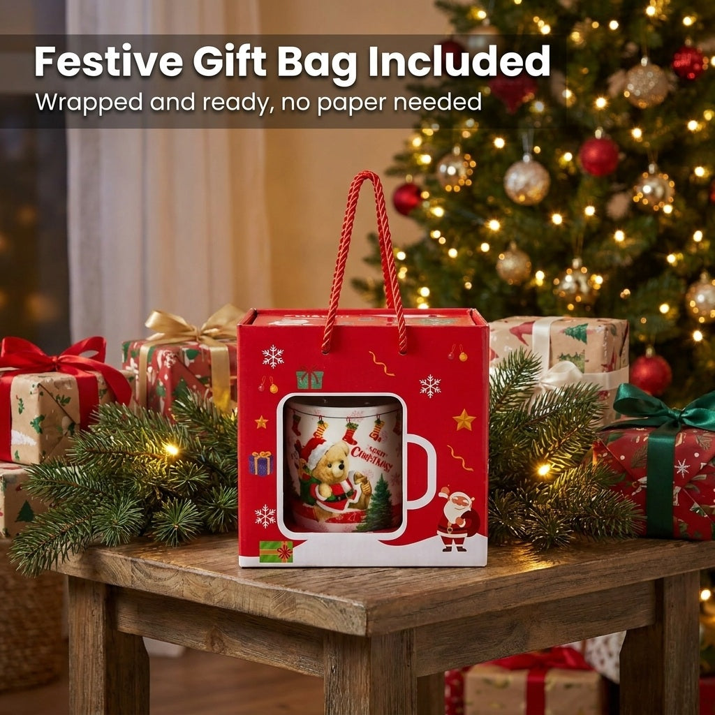 Teddy Bear Christmas Mug in Gift Bag