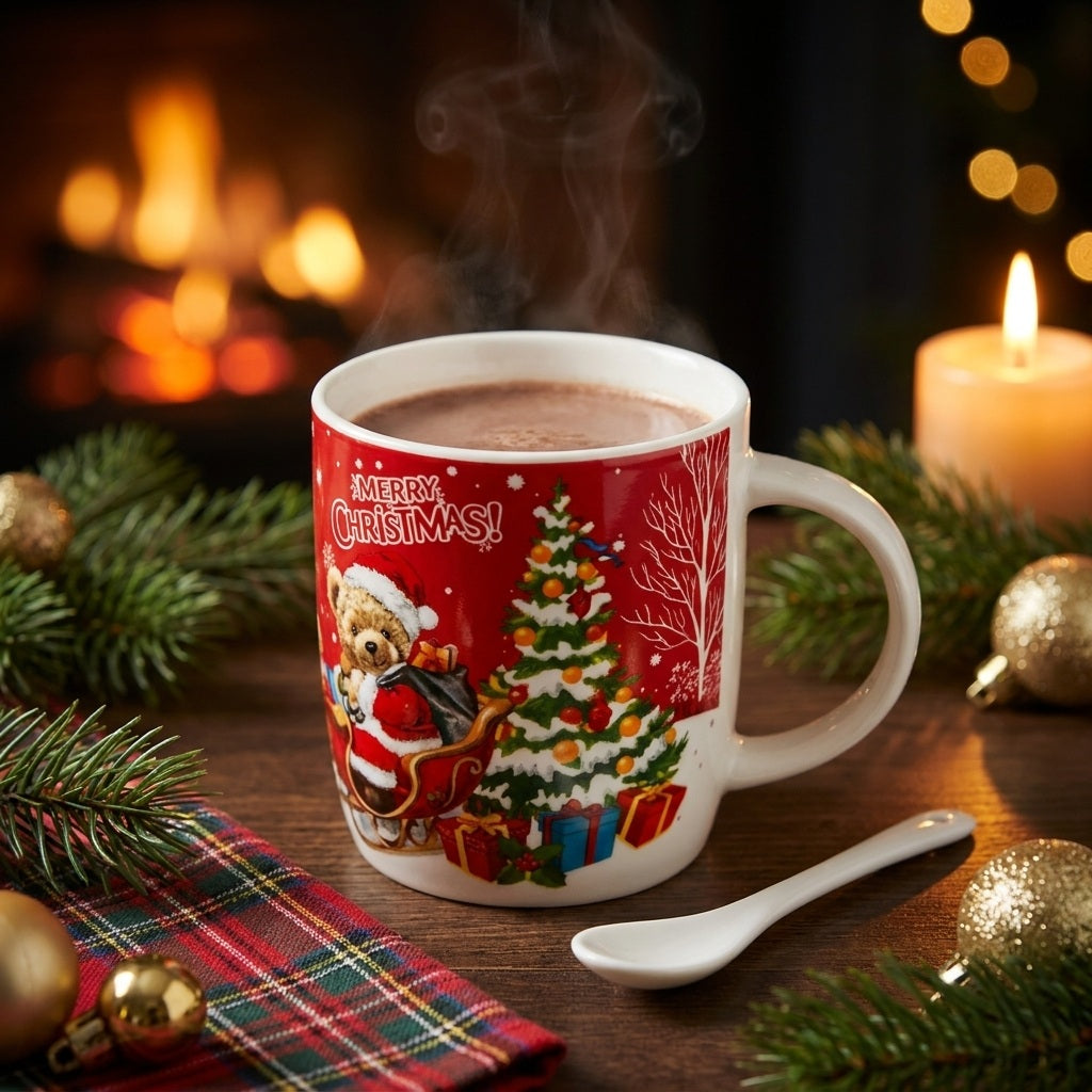 Teddy Bear Christmas Mug in Gift Bag
