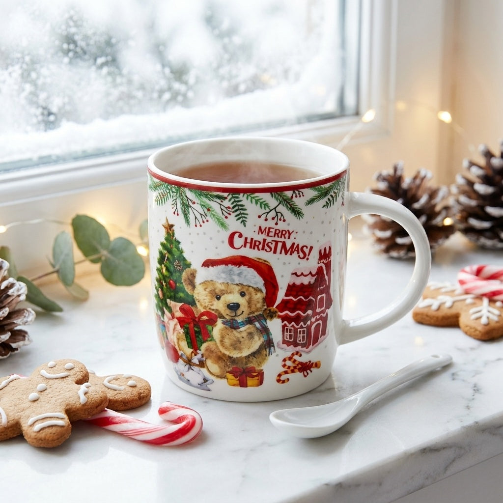 Teddy Bear Christmas Mug in Gift Bag