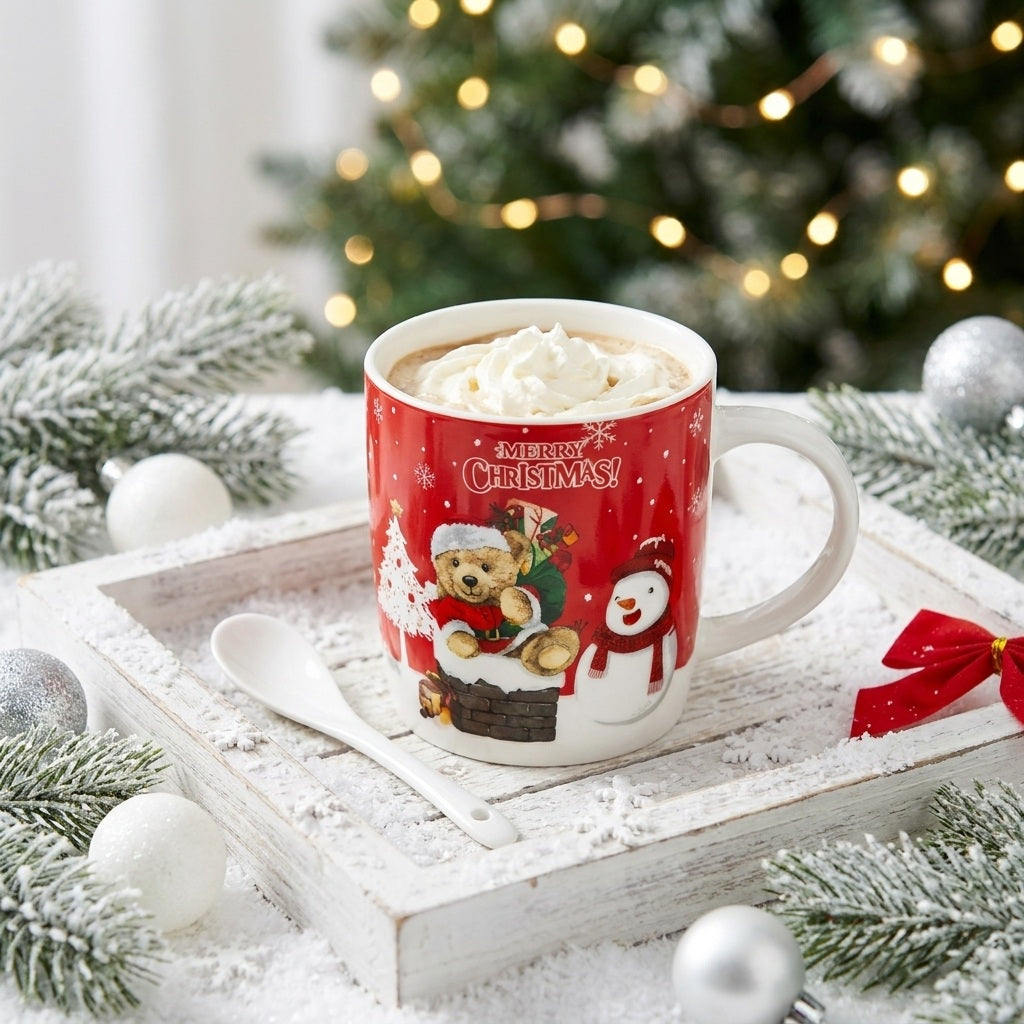 Teddy Bear Christmas Mug in Gift Bag