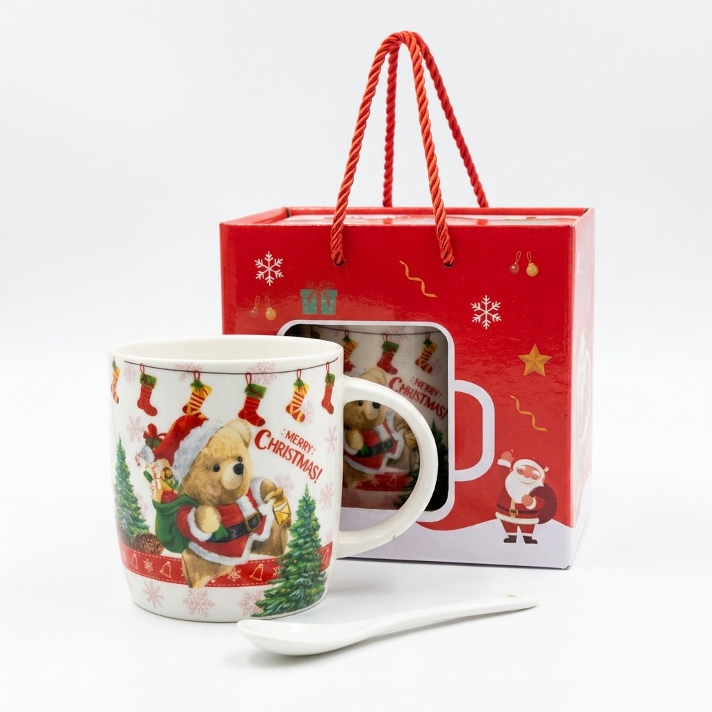 Teddy Bear Christmas Mug in Gift Bag