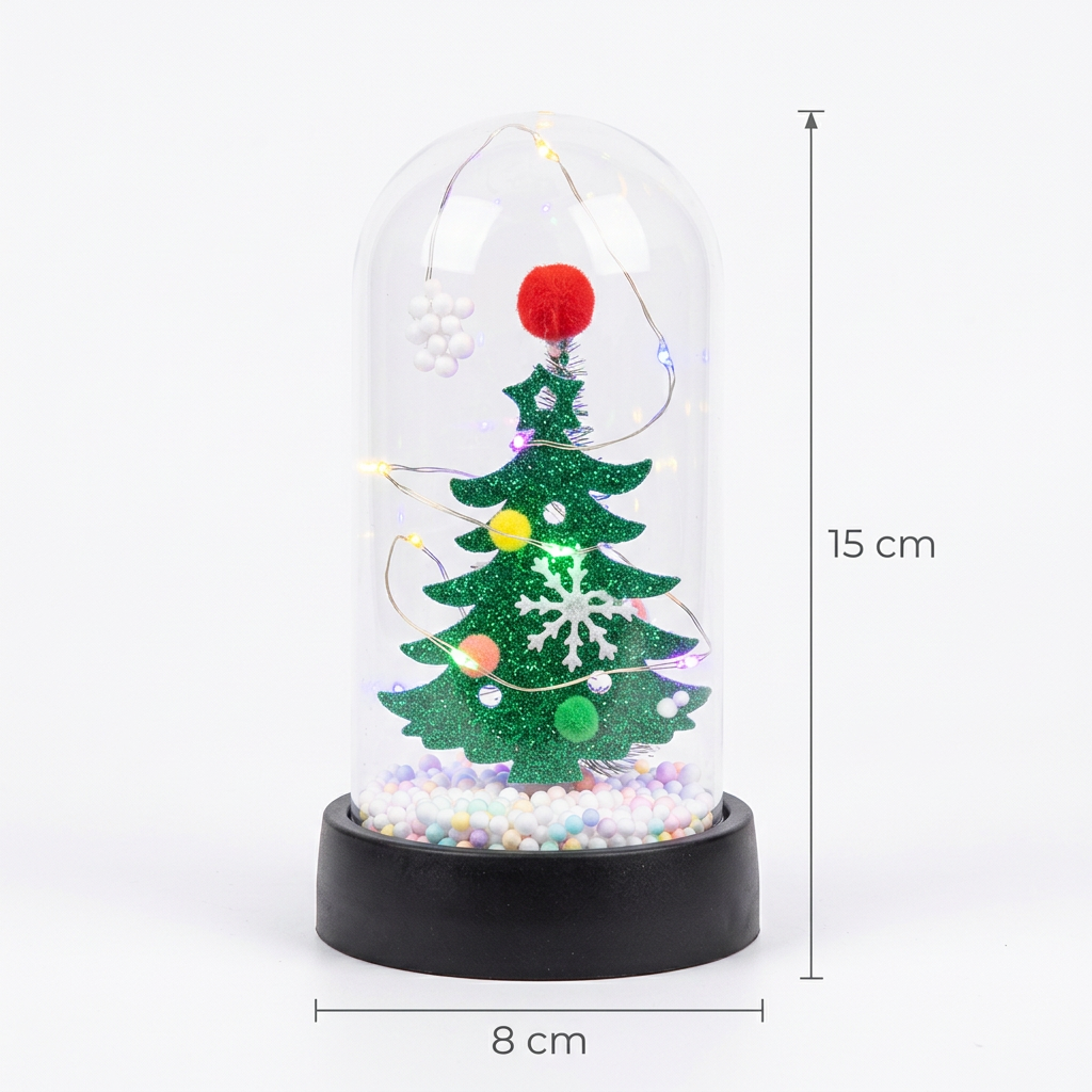 Mini LED Christmas Tree Dome - Size guide 15 x 8 cm