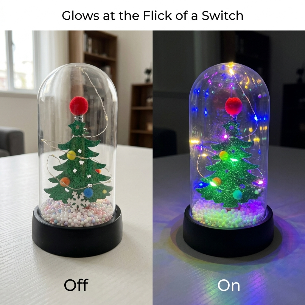 Mini LED Christmas Tree Dome - Lights off vs on