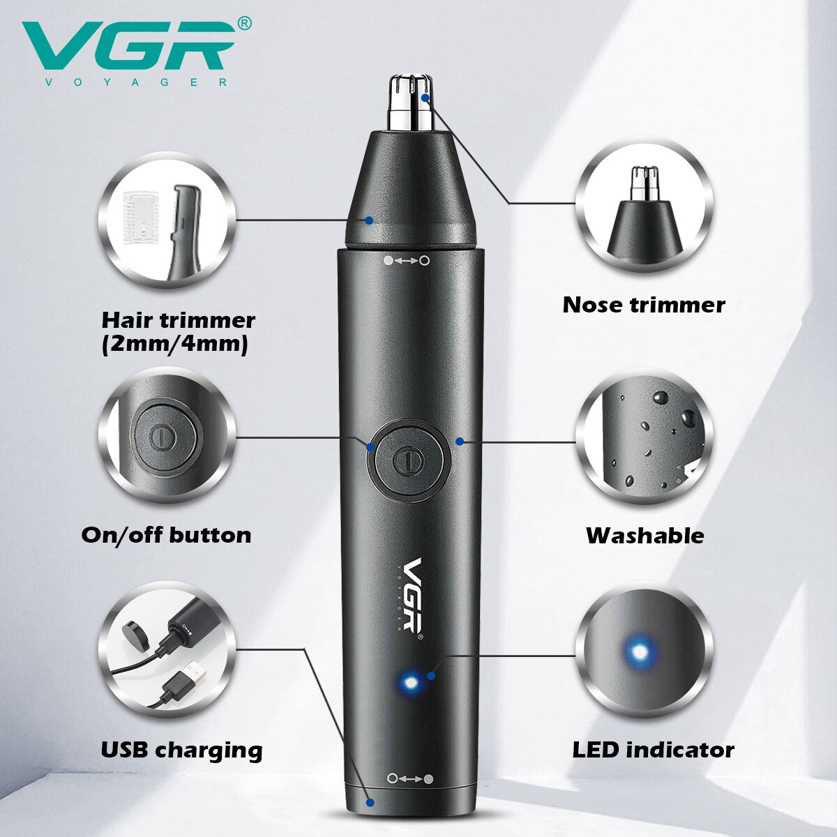 VGR V-613 Professional 2-in-1 Nose Hair Trimmer