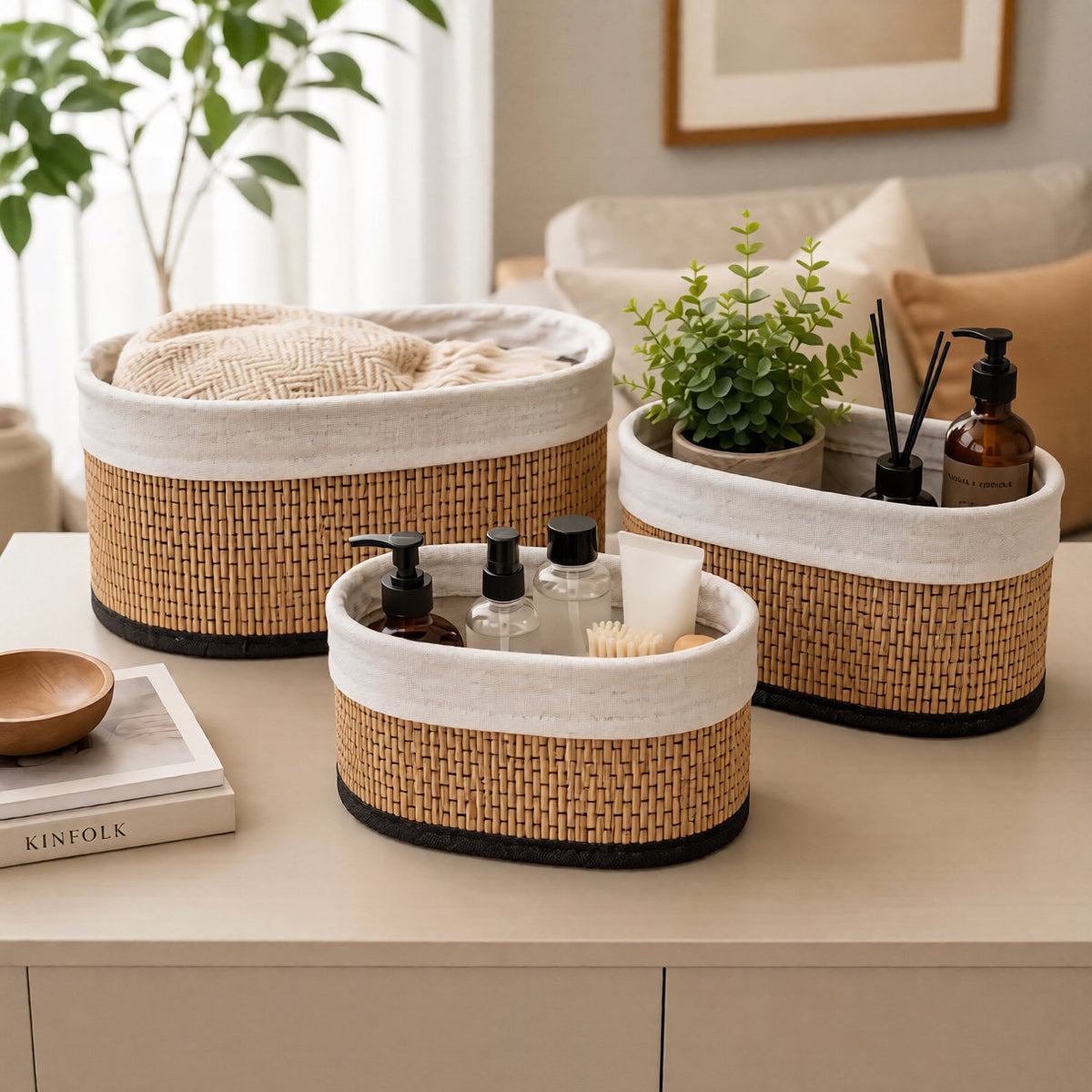 Woven Storage Basket Set with Liner