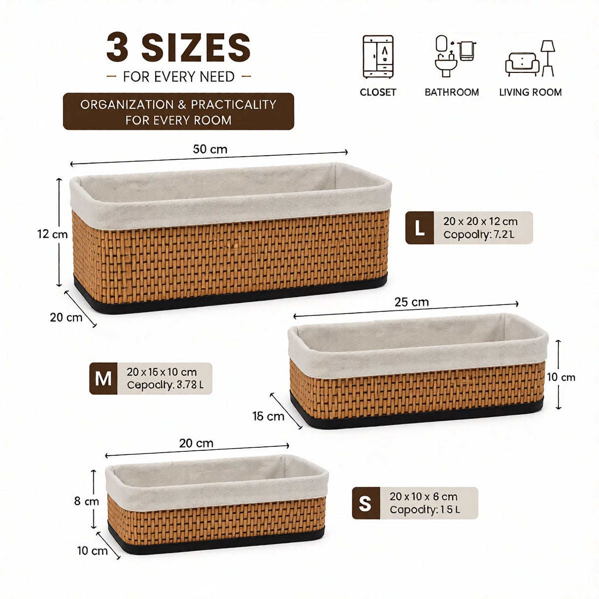 Woven Storage Basket Set with Liner