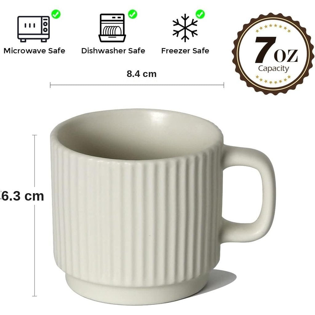Stackable Ceramic Espresso Mugs (Set of 6)