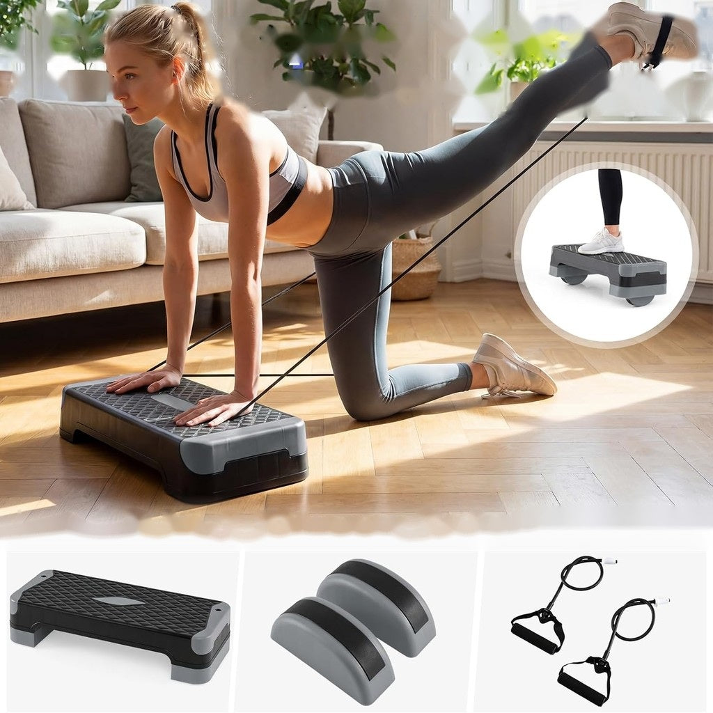 Exercise Step Board with Workout Bands