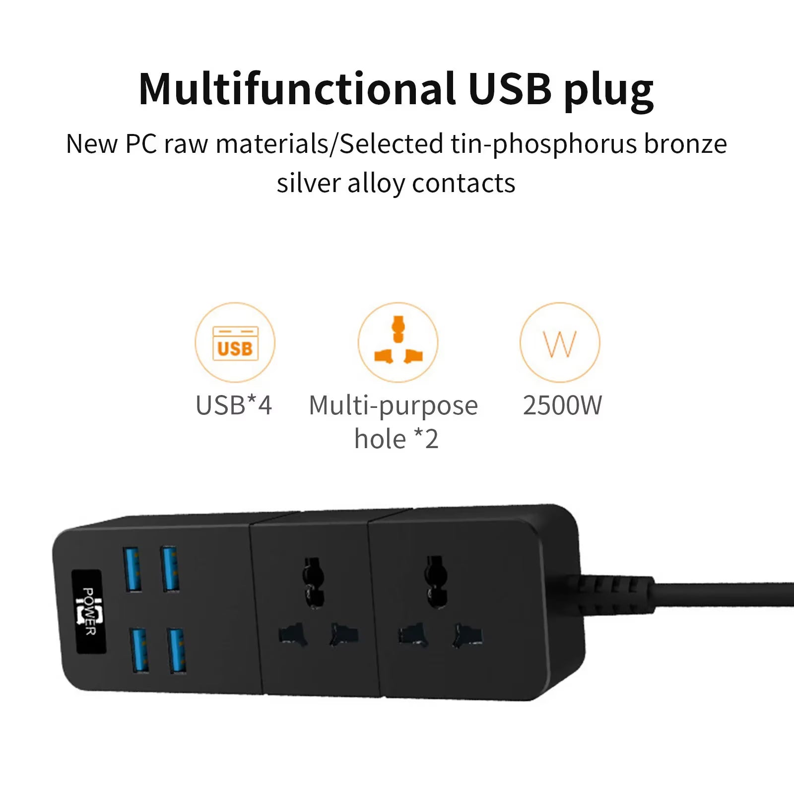 Universal Power Strip with USB Ports