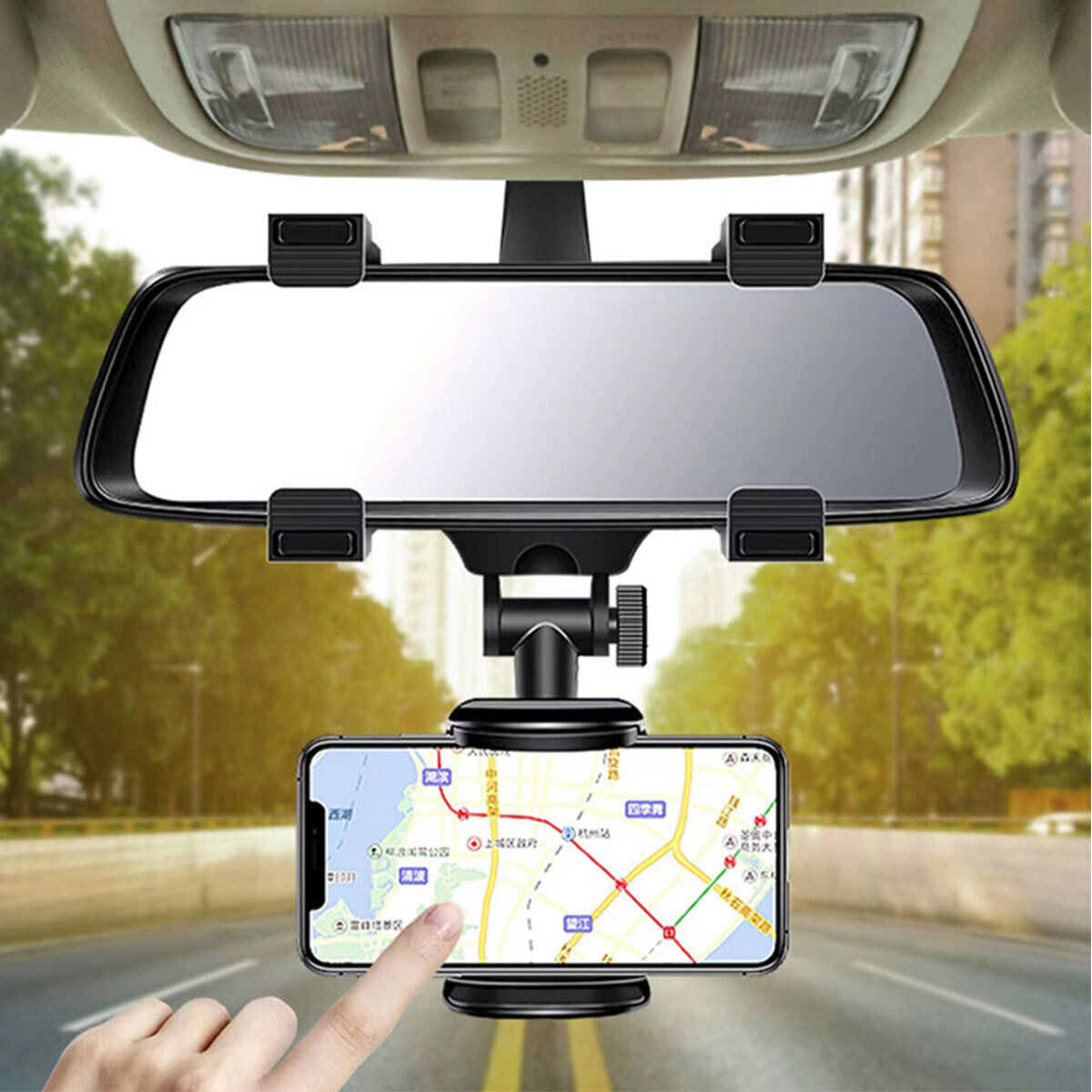 Car Rear View Mirror Phone Holder