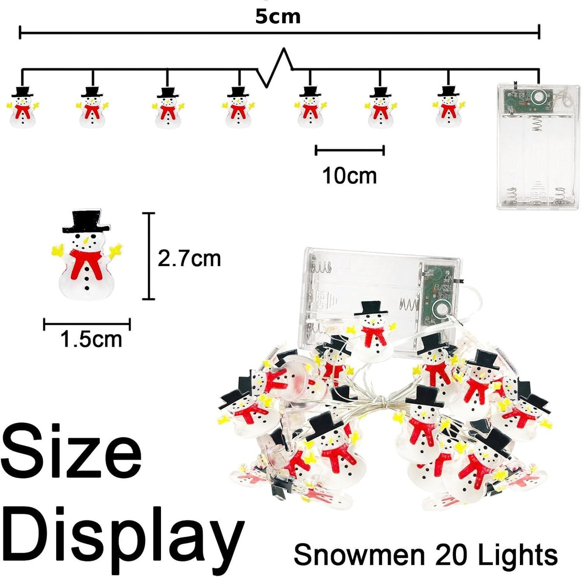 Snowman LED fairy light curtain size