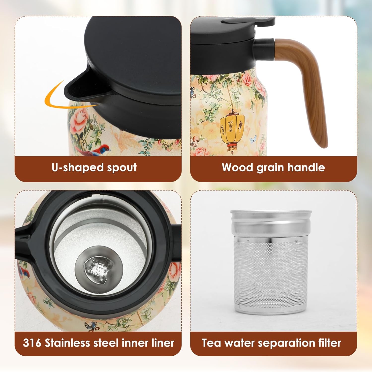 Vintage Floral Thermos with Infuser