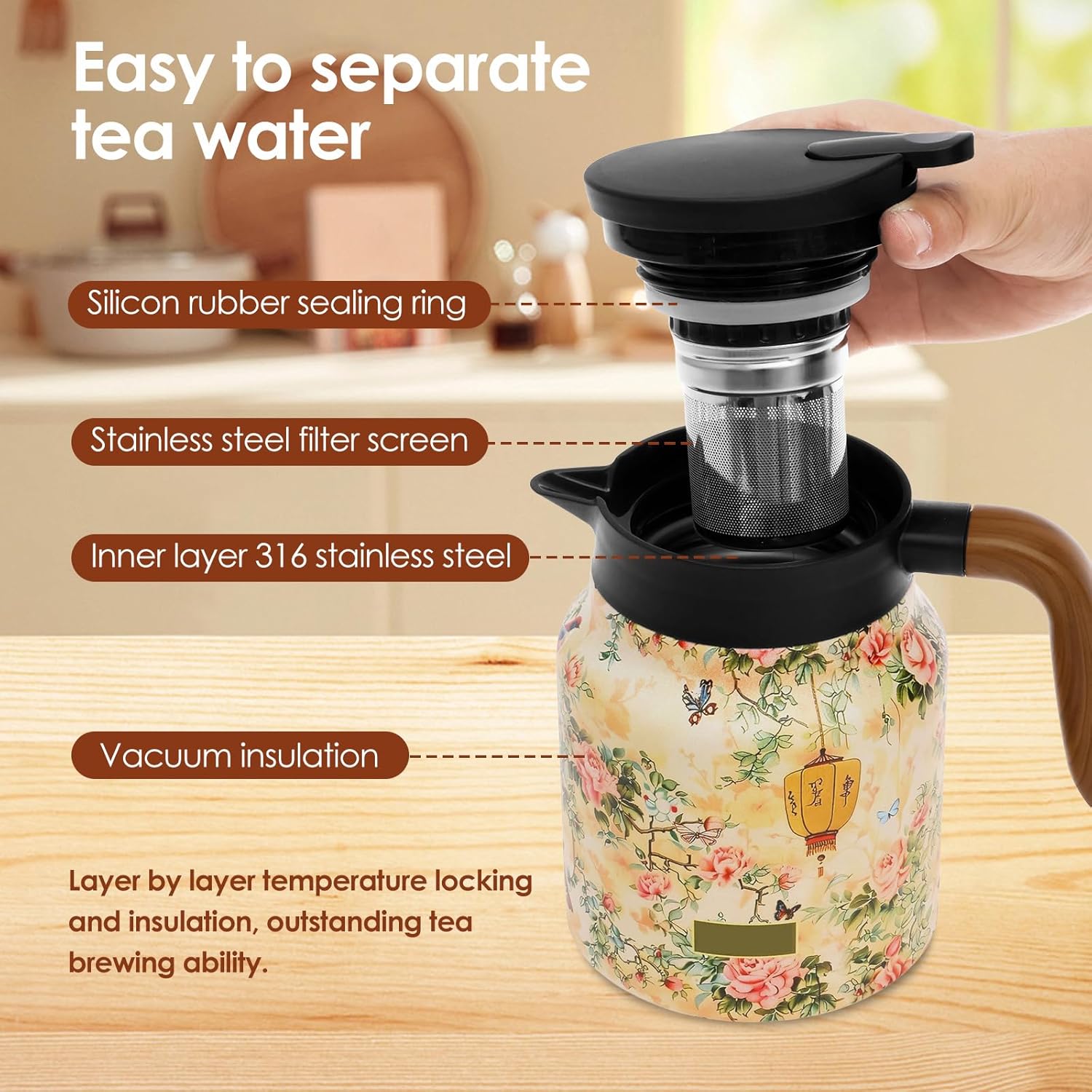 Vintage Floral Thermos with Infuser