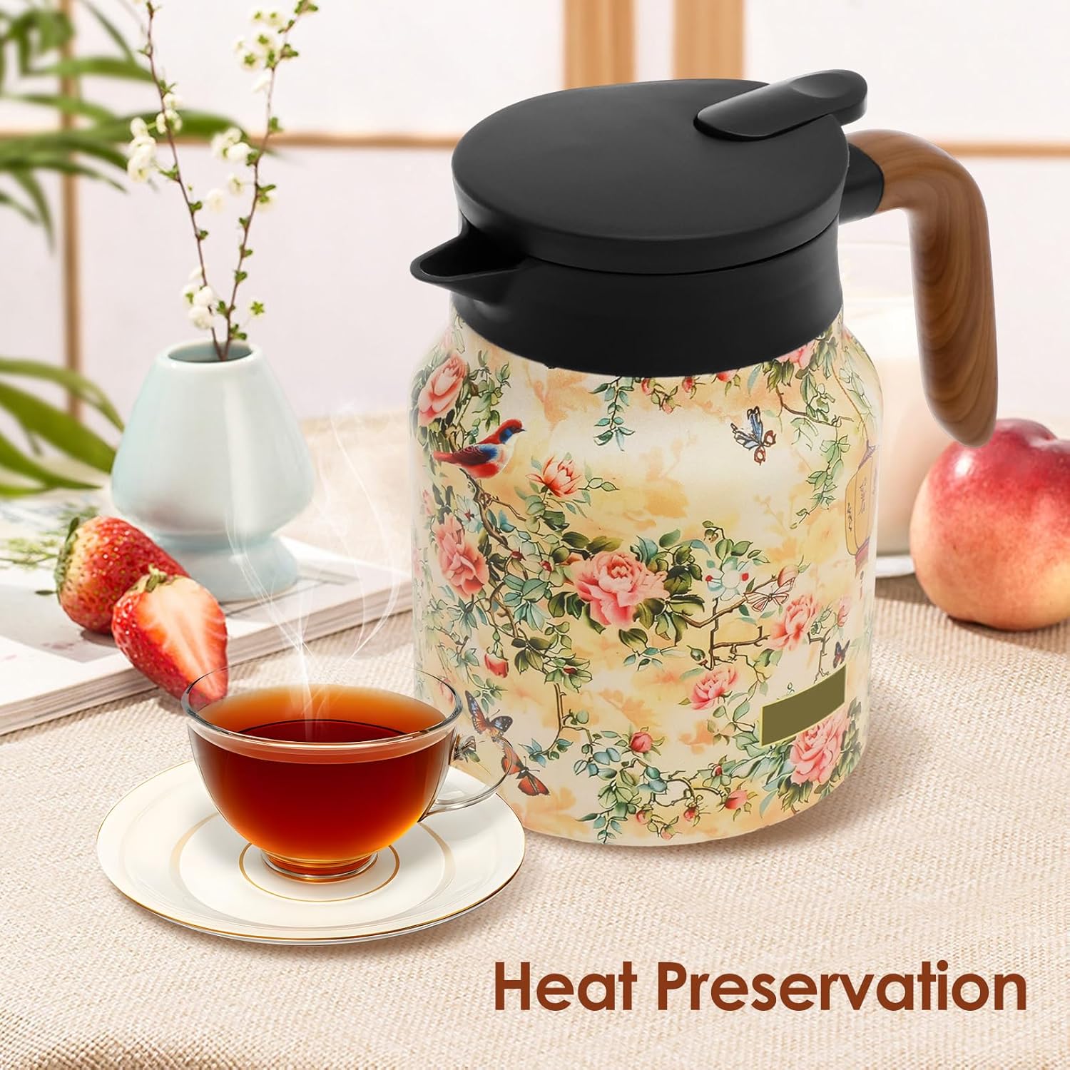Vintage Floral Thermos with Infuser