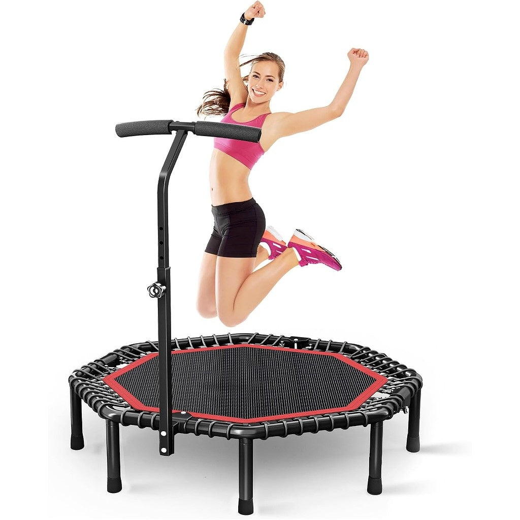 Indoor Fitness Rebounder with Adjustable Bar