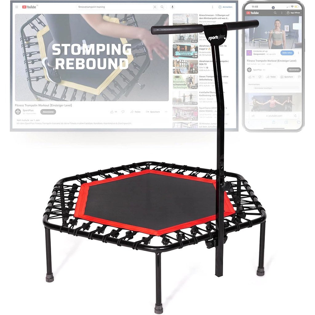 Indoor Fitness Rebounder with Adjustable Bar