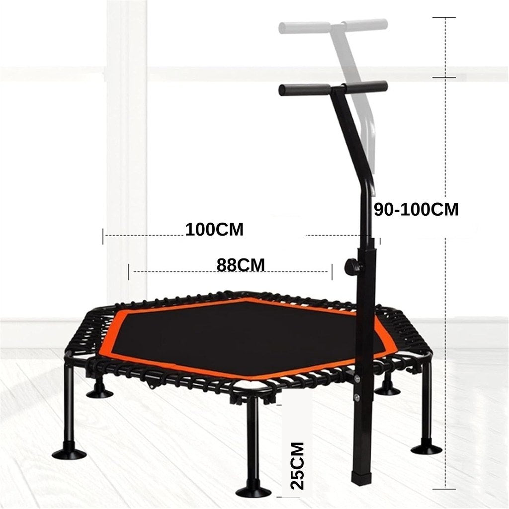 Indoor Fitness Rebounder with Adjustable Bar