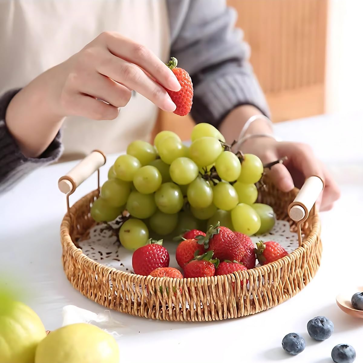 Decorative Serving Rattan Tray