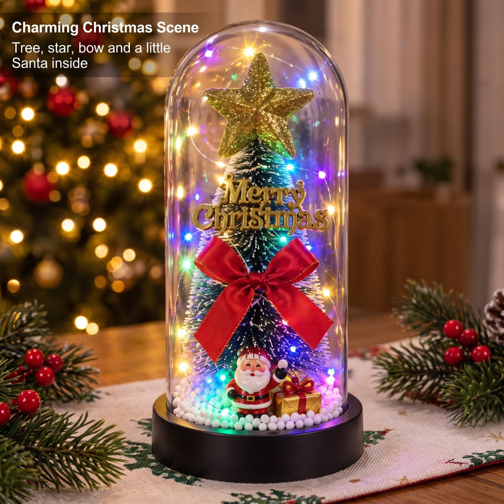 Light-Up Christmas Tree Dome with Santa - Charming Christmas Scene