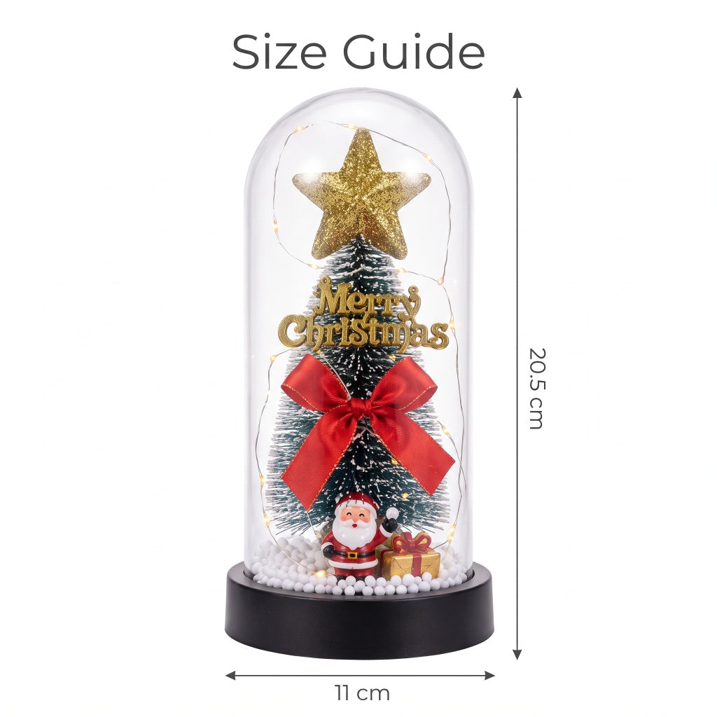Light-Up Christmas Tree Dome with Santa - Size guide
