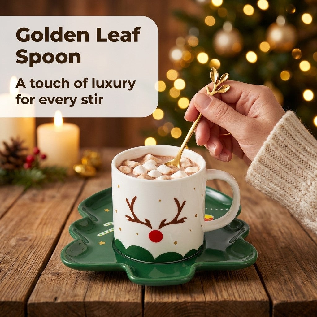 Golden leaf spoon