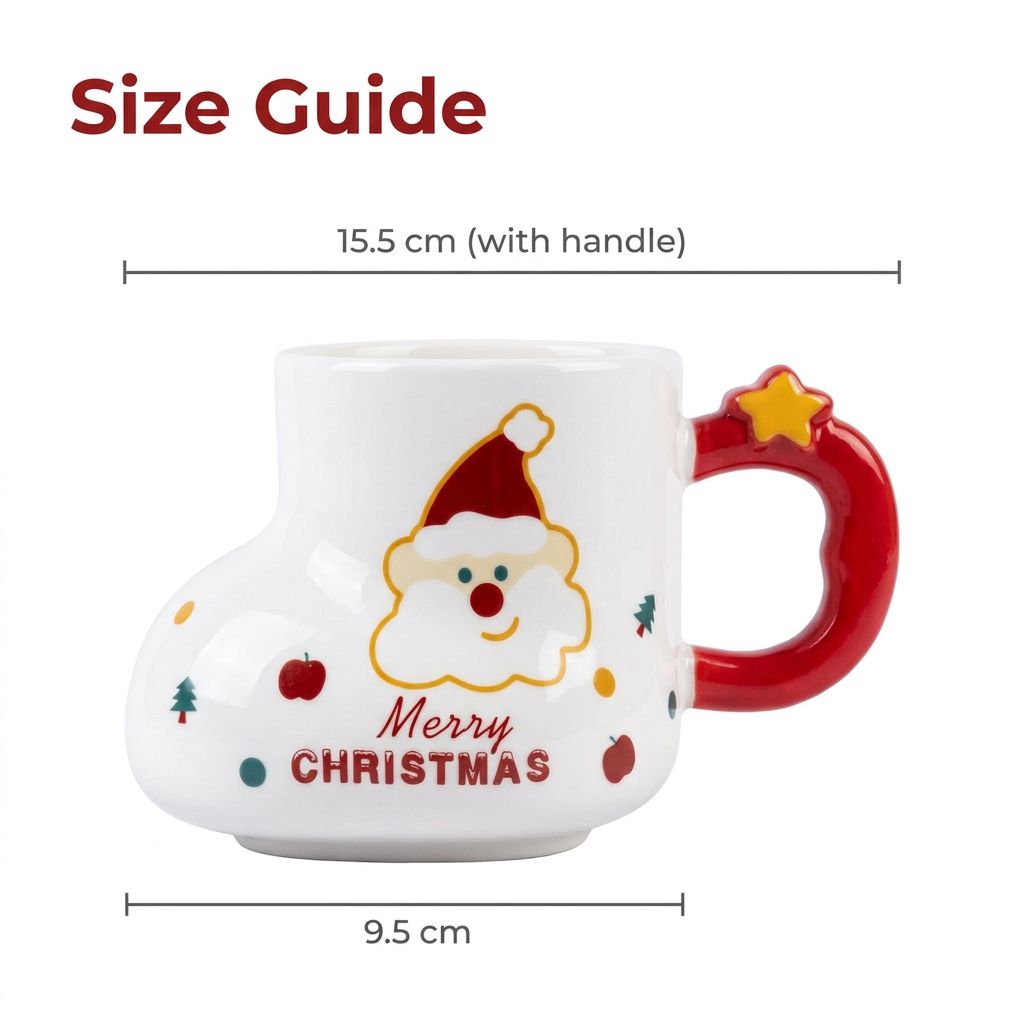 Christmas Boot Mug with Straw - Size Guide