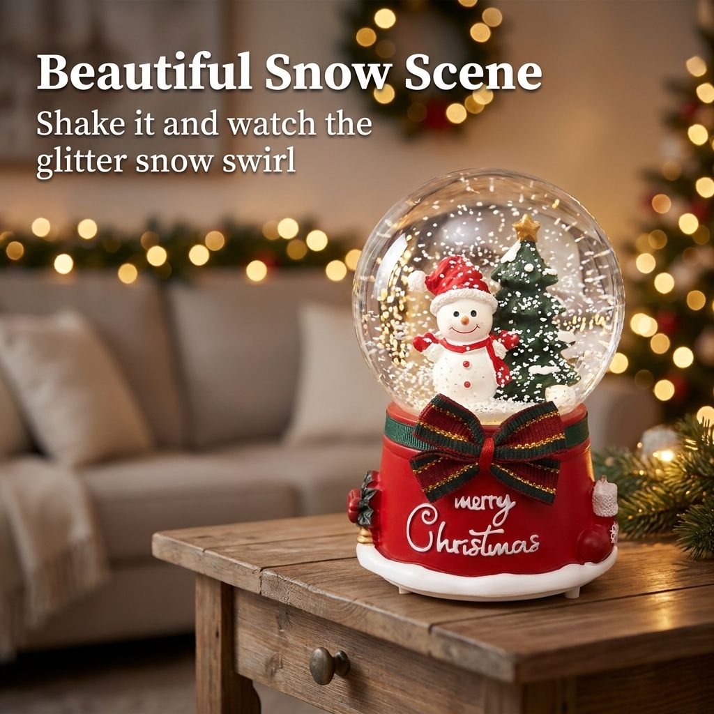 Musical Light-Up Christmas Snow Globe - Beautiful Snow Scene