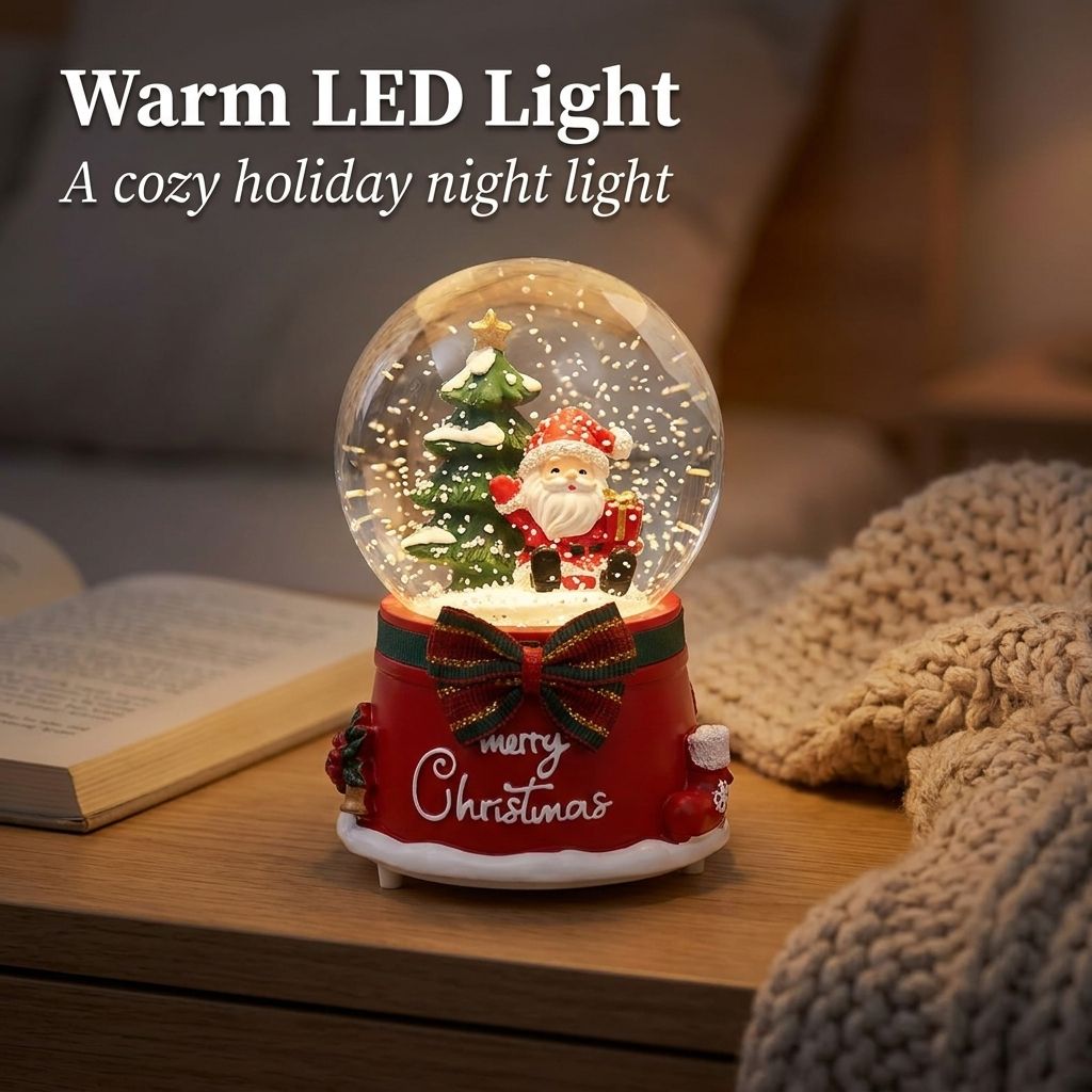 Musical Light-Up Christmas Snow Globe - Warm LED Light
