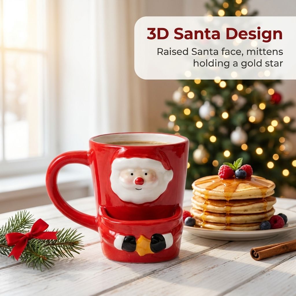 Santa Mug with Cookie Pocket - 3D Santa Design